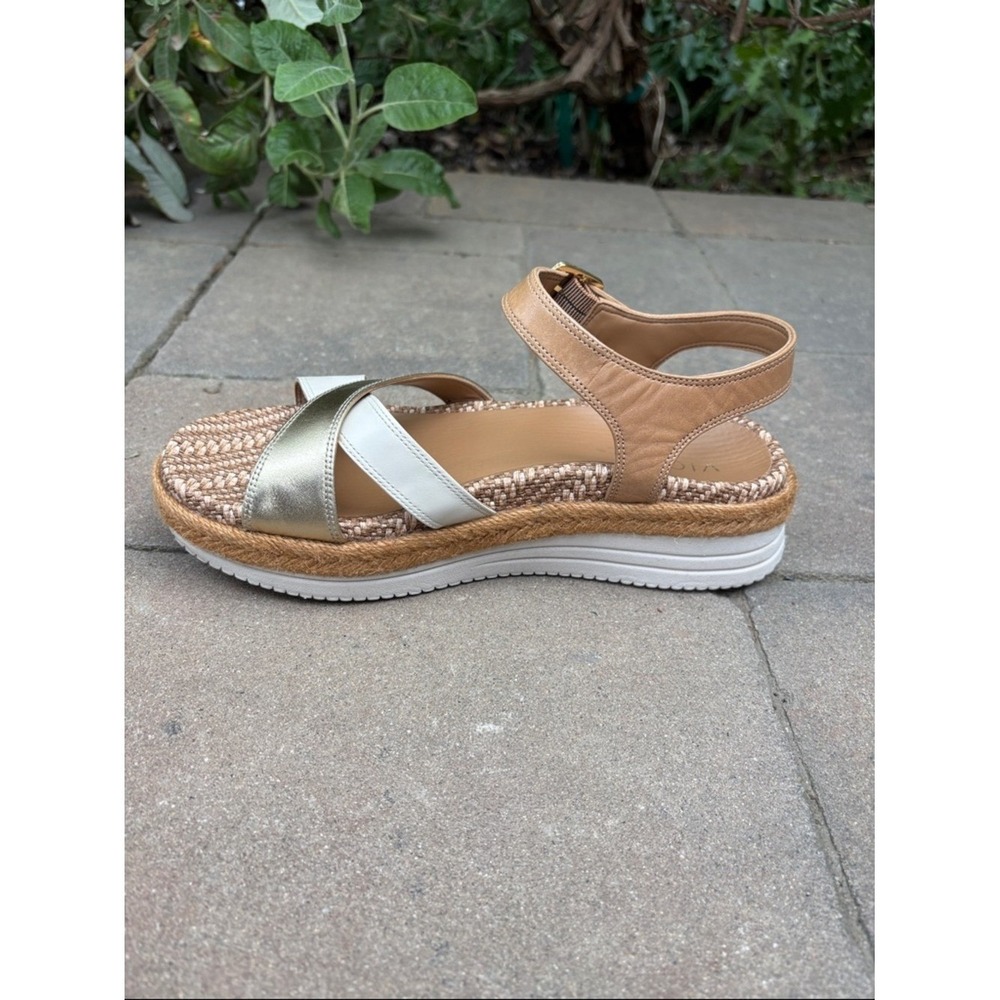 Vionic Women's Mar Wedge Sandal in Camel, Gold & Brown Leather.  EUC - Picture 7 of 16